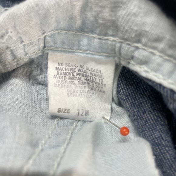 VTG OshKosh B'Gosh Vestbak Denim Overalls Baby Size 12 Months USA Farm Play Cute - Picture 12 of 14